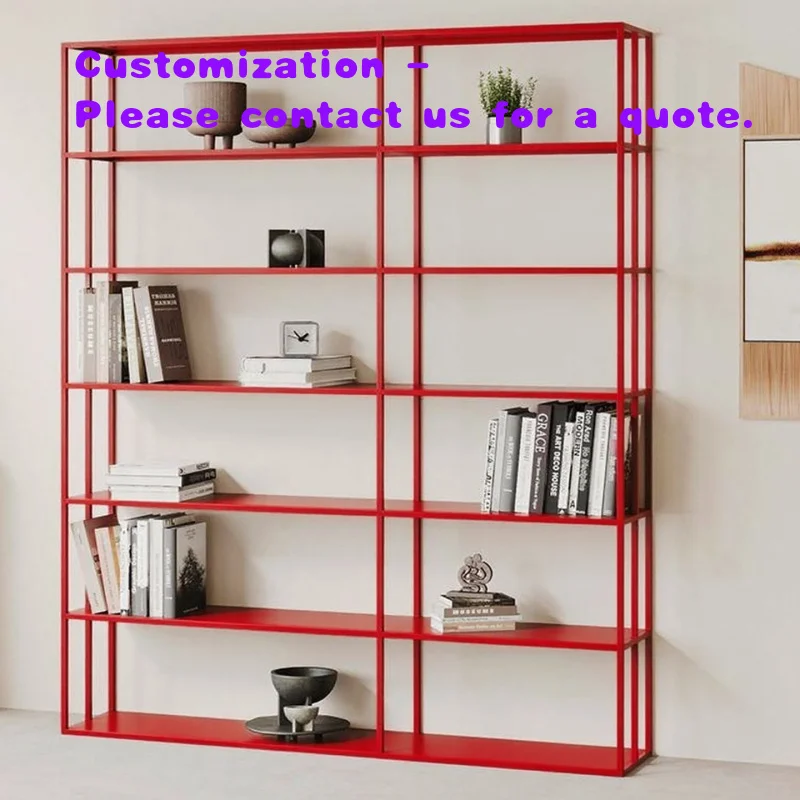 

custom.Nordic Simple Metal Bookshelf Multi-Layer Floor Display Shelf Wall-Mounted Wall Shelf Cabinets Office Living Room Fur
