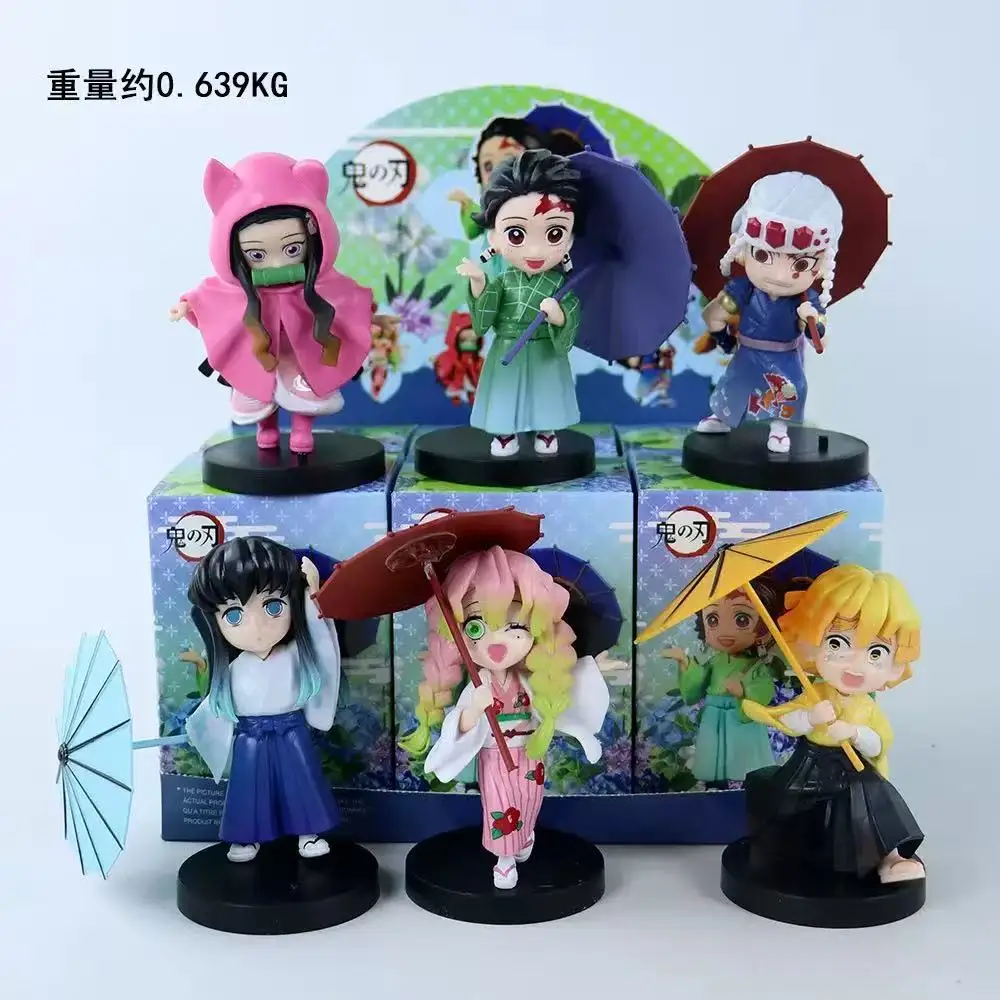 

Ghostblade Rainy Season Handheld Blind Box Ghostblade Q-Edition Toy with 6 Cute Characters Kimetsu No Yaiba Rainy Series Models