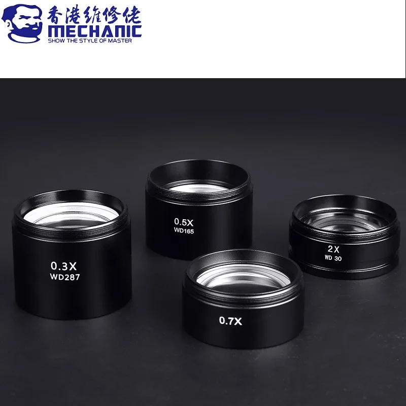 MECHANIC 0.3X 0.5X 0.7X 2X Auxiliary Objective Lens 48mm Thread Widefield Barlow Lens for Binocular Trinocular Stereo Microscope