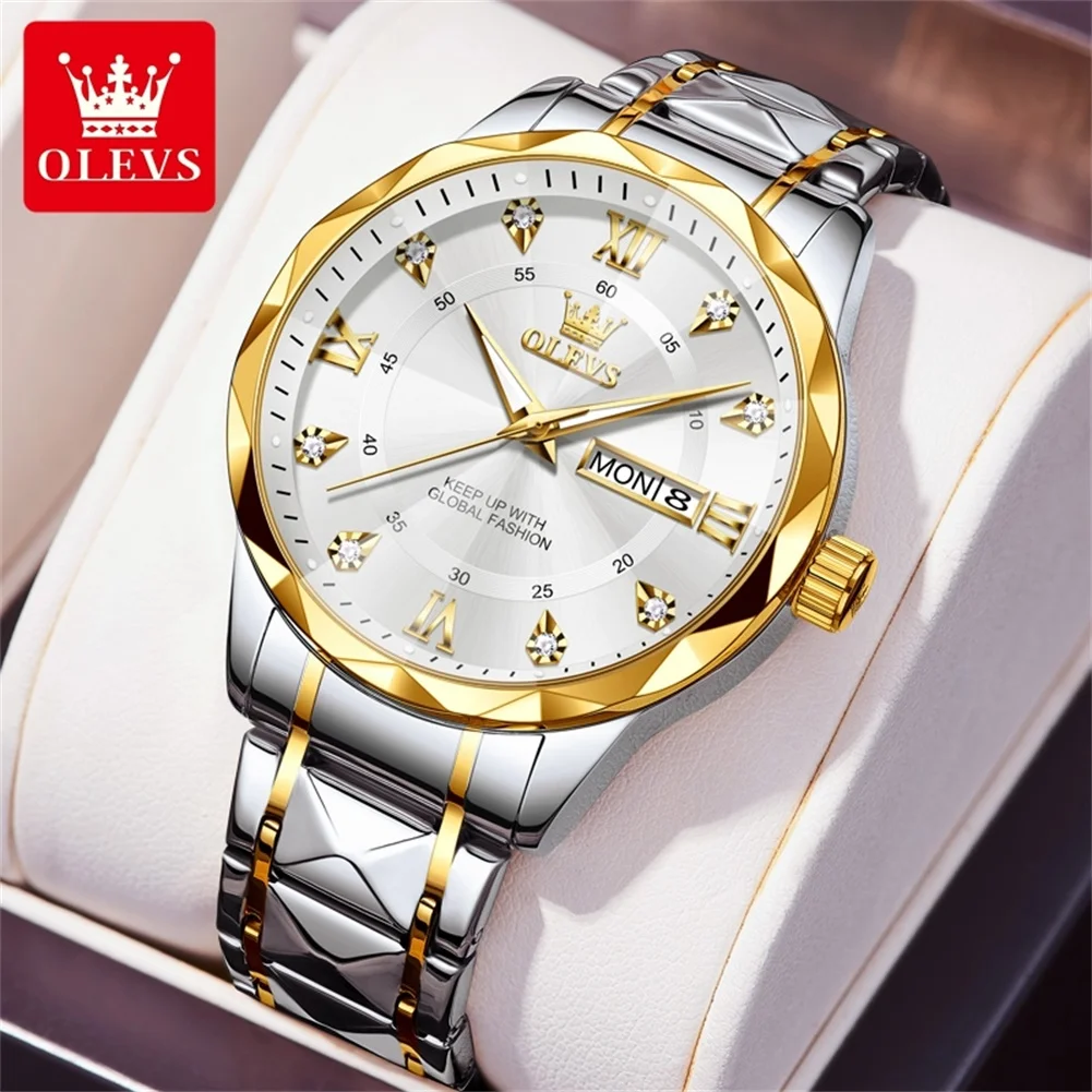 

OLEVS 5609 Classic Business Quartz Watch for Man Stainless Steel Waterproof Calendar Luminous Men's Wristwatch