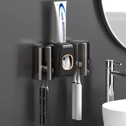 Multifunctional Toothbrush Holder Automatic Toothpaste Squeezer Wall Mounted Toothbrush Storage Rack Bathroom Accessories