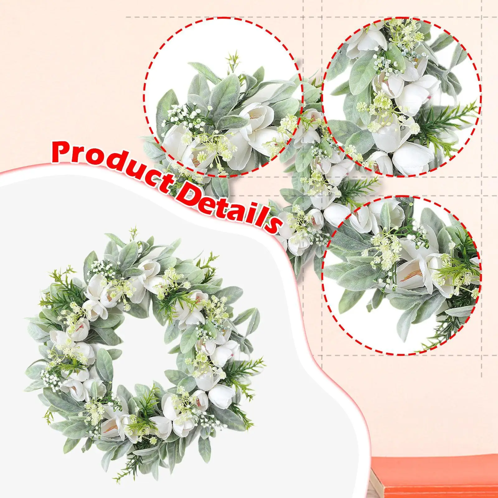 

Artificial Front Door Wreath Gift Decor for Indoor Outdoor Festival Window