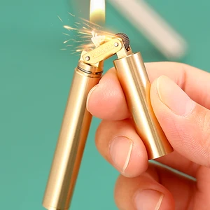 Xăng nhẹ bằng đồng retro, mini nunchaku nhẹ hơn, màu bạc, màu hình trụ 6 Bán hàng nhẹ hơn hiện đại - 5