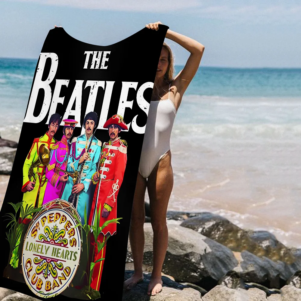 B-Beatles Rock Band Beach Towel Cartoon Cute Summer Kids Large Bath Pool Beach Towel Microfiber Absorbent For Swimming Travel