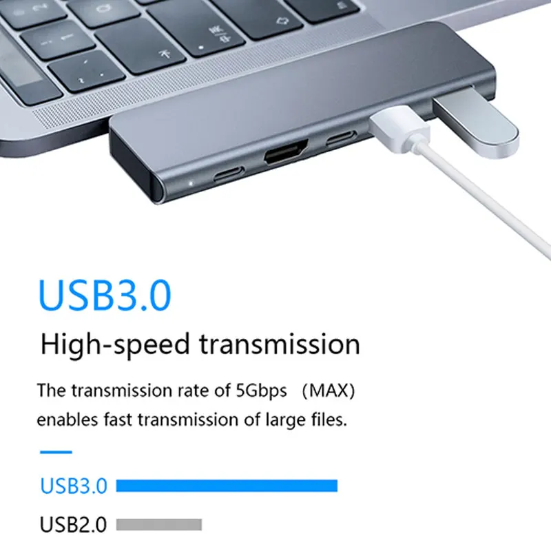 USB Typ C 3,0 Hub Splitter Mit HDMI 4K 30Hz PD Schnelle Lade High Speed Daten Transfer 2 ports USB 3,0 Für PC Laptop Macbook