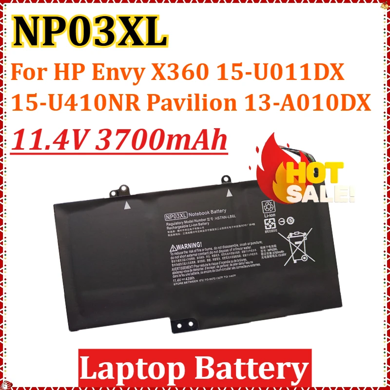 

NP03XL 11.4V 3700mAh Laptop Battery for HP Envy X360 15-U011DX 15-U410NR Pavilion 13-A010DX TPN-Q146/Q147/Q148