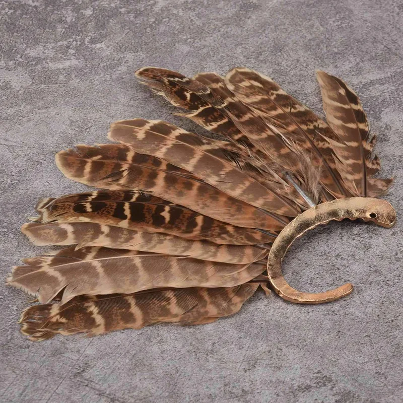 1Pcs Unisex Big Feather Ear Cuff Non Piercing Gold Clip On Earrings