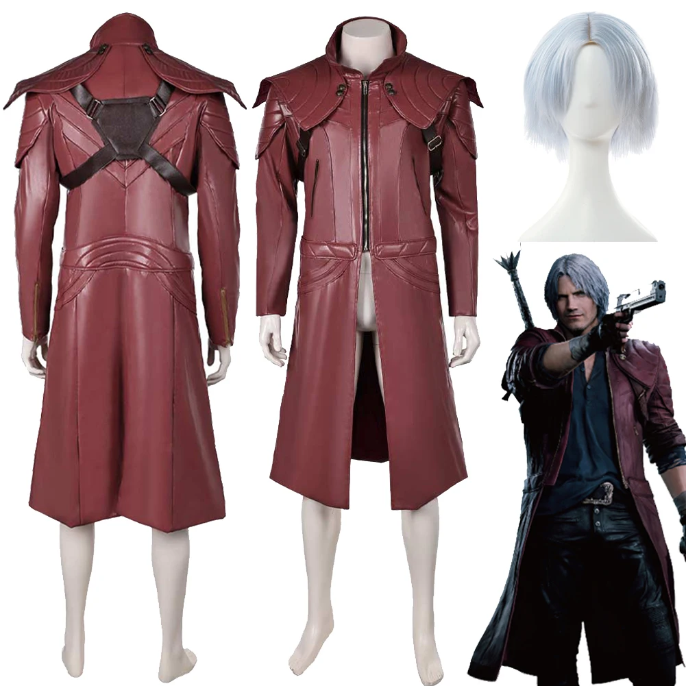 گیم DMC 5 Cosplay Dante Cosplay Fantasia Costume Disguise For Boys Men Adult Wig Overcoat Halloween Carnival Party Suit