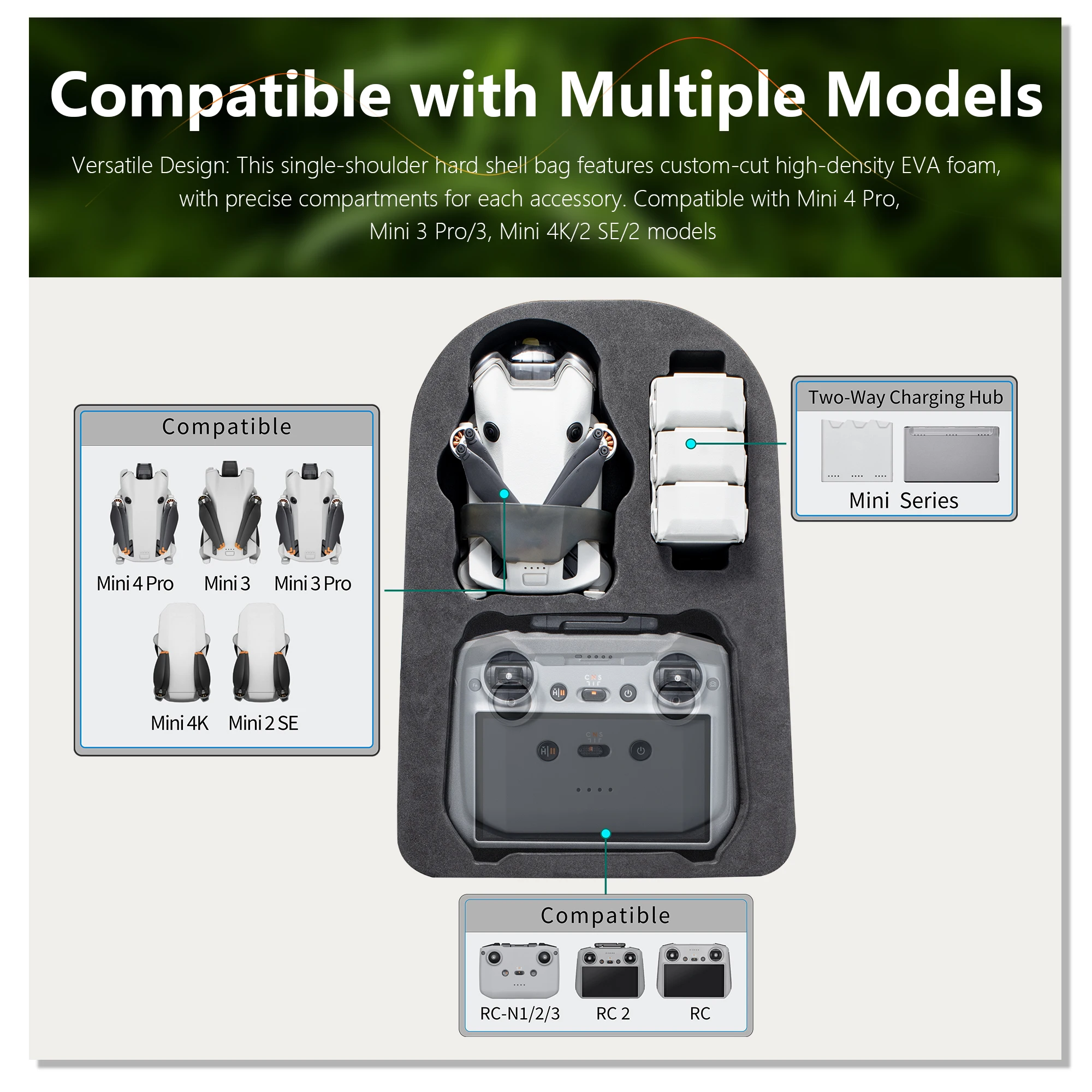 STARTRC الطائرة بدون طيار على ظهره هارد شل ل DJI Mini 2 3 4 5 Pro 4K ملحقات طائرة بدون طيار حقيبة التخزين ل RC/RC 2/N3 التحكم عن بعد