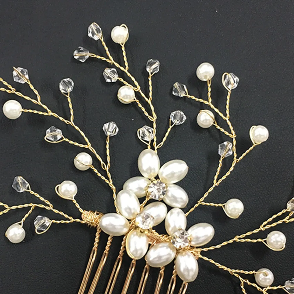 

Свадебный гребень ручной работы с кристаллами, стразами, жемчугом и медной проволокой для украшения волос невесты и подружек невесты