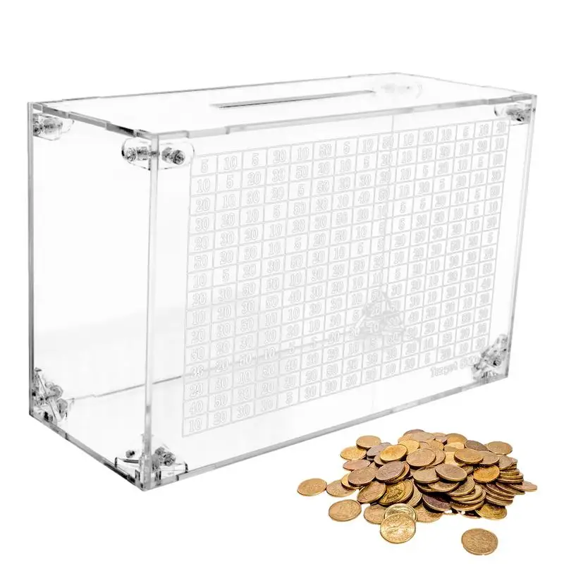 Acrylic Money Saving Box Clear Piggy Bank for Adults Large Capacity Savings Jar for Cash Saving with Key Sturdy Clear Piggy Bank