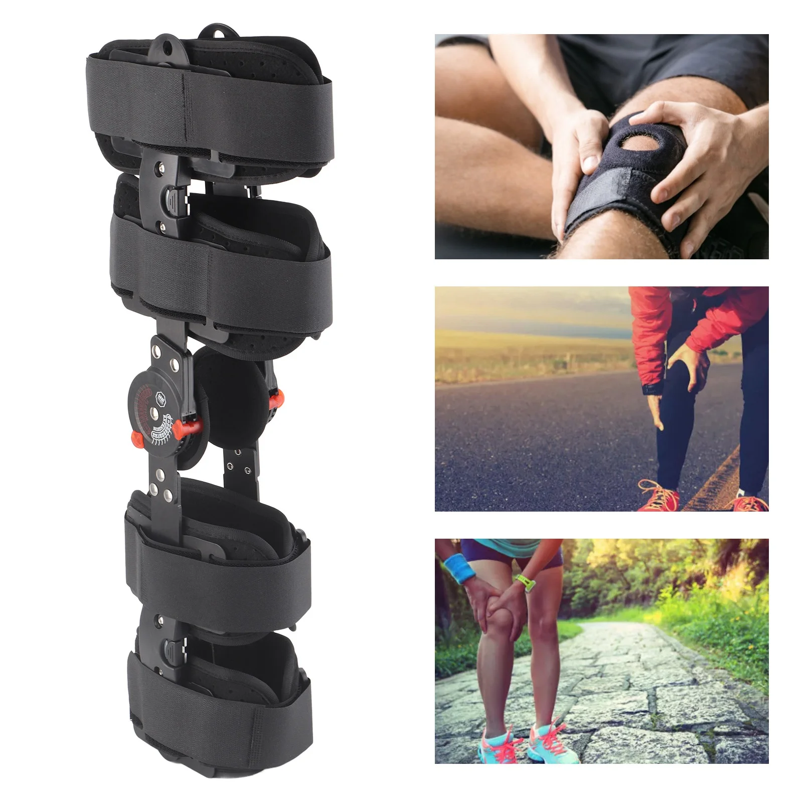 Knee Support Brace Size Adjust Sponge Lining Aluminum Alloy Orthopedic Patellar Tendon Strap for Sports Support Immobilizer