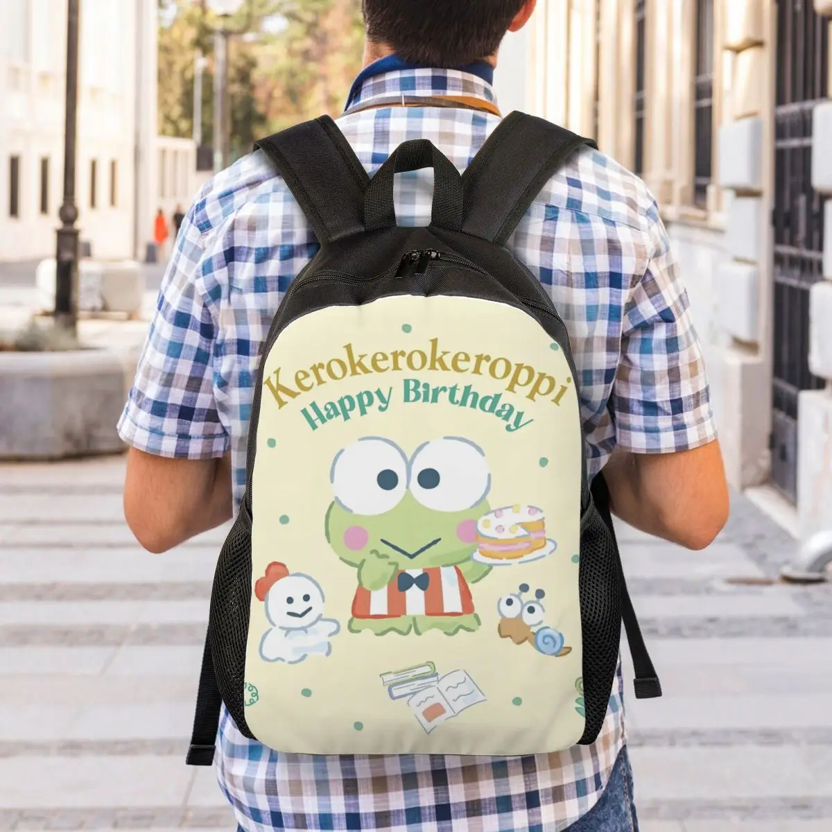 حقيبة ظهر Kero Kero Keroppi للنساء والرجال حقيبة كتب عصرية للمدرسة والكلية وحقائب عيد ميلاد سعيد