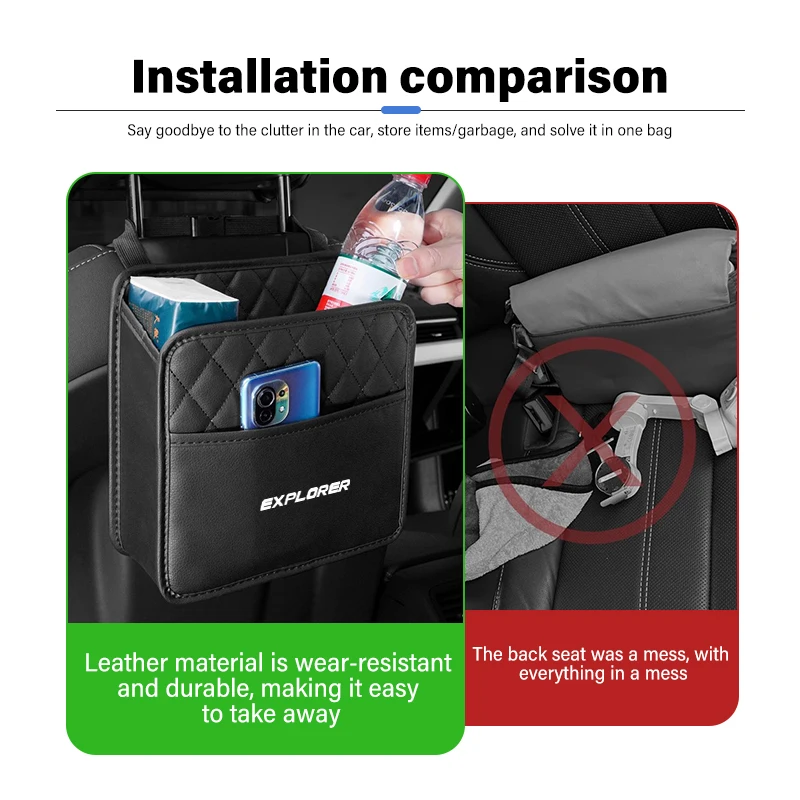 For Ford Car Backseat Storage Box Car Organizer Phone Pocket Pouch Focus mk2 mk3 mk4 Fiesta Ranger Mondeo S-MAX Kuga view 3