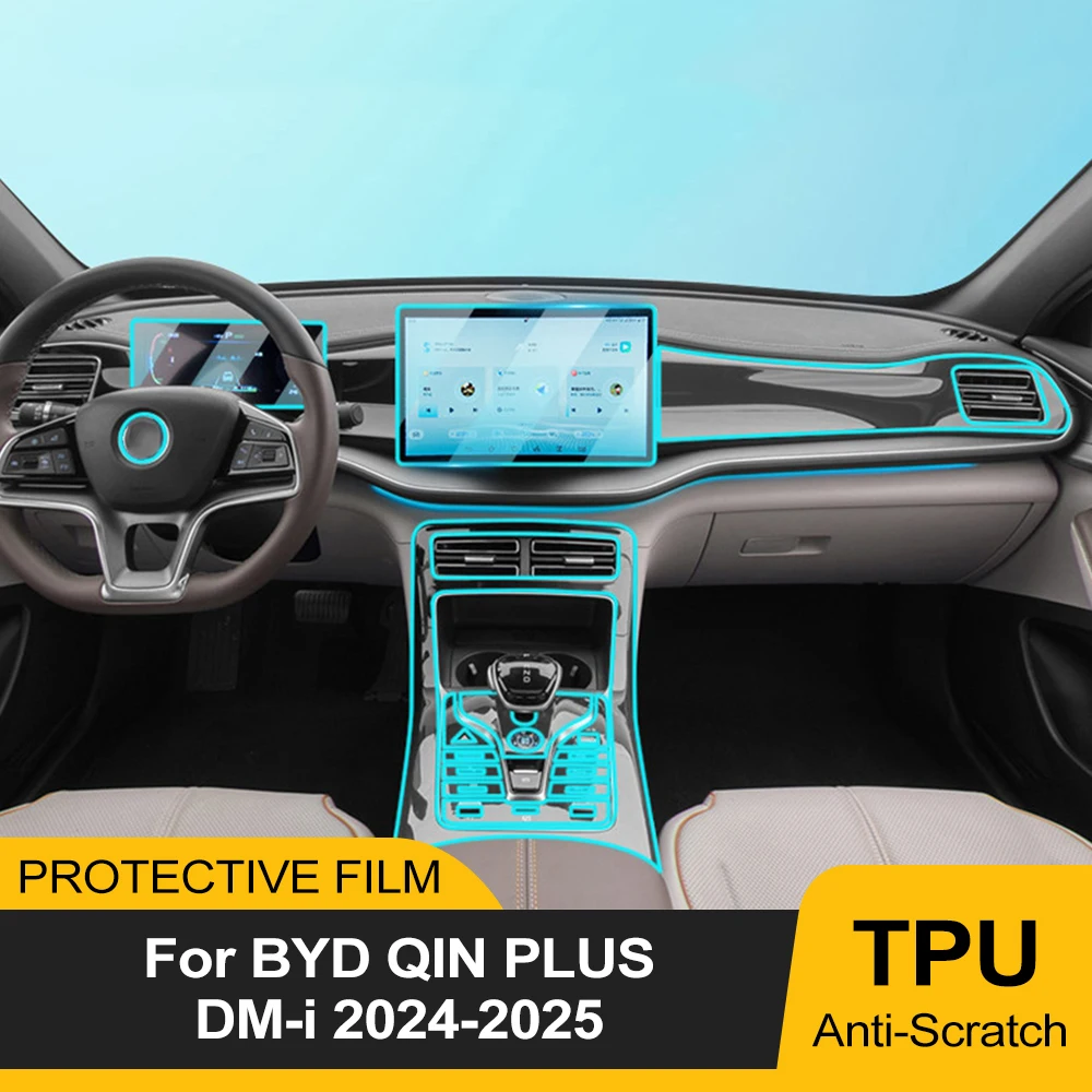 

for BYD QIN PLUS DM-i 2024 2025 Car Interior Protective TPU Film Center Console Auto Anti Scratch Pre-cut PPF Accessories Refit