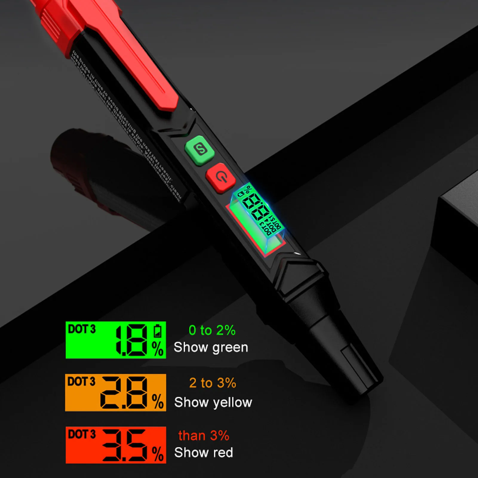 Brake Fluid Liquid Test Pen Professional Oil Moisture Detector 0%-4% Water Content Measurement Can Be Quickly Identified