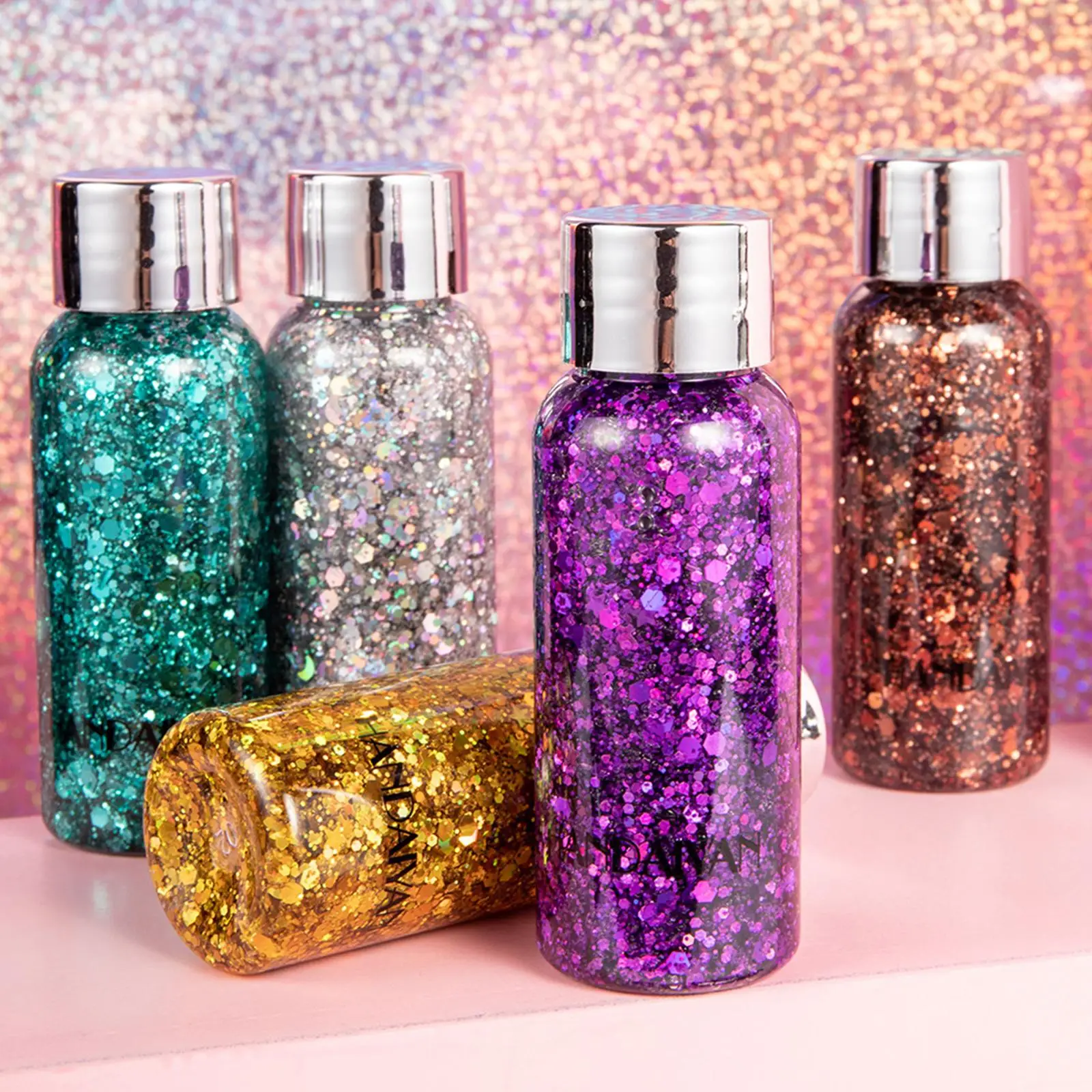 Ombretto liquido a lunga durata in gel glitterato per il corpo a sirena impermeabile con grandi paillettes per capelli e scintille per il corpo