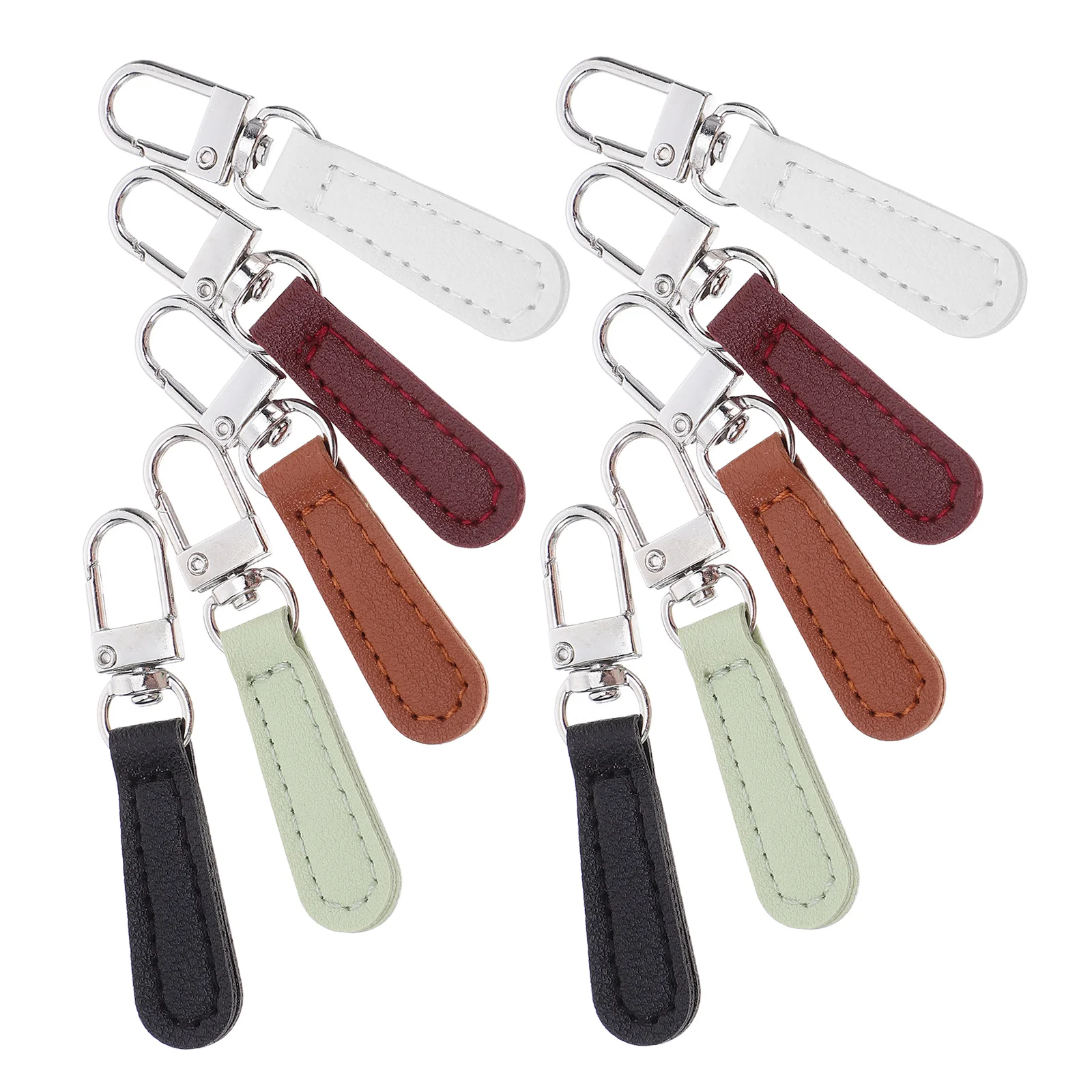 

10Pcs Zipper Pull Replacement Detachable PU Zip Handle Universal Repair Kit for Coats Bags Suitcases No Tools