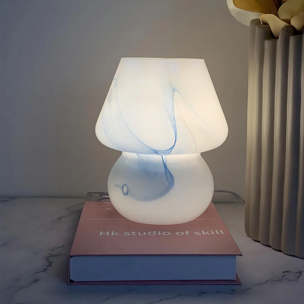 Lamps Bedside Table Bedroom Glass Mushroom Lamp Led Room Decoration Aesthetic Night Vintage Decor Indoor Lighting Lights