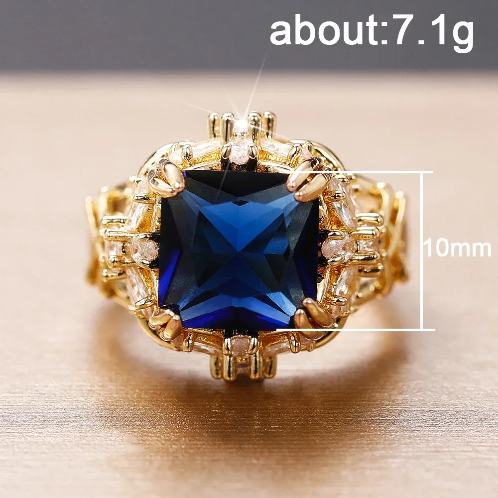 Huitan Gorgeous Dark Blue CZ Female Ring Dazzling Flower Design Aesthetic Women Accessories Anniversary Party New 2025 Jewelry