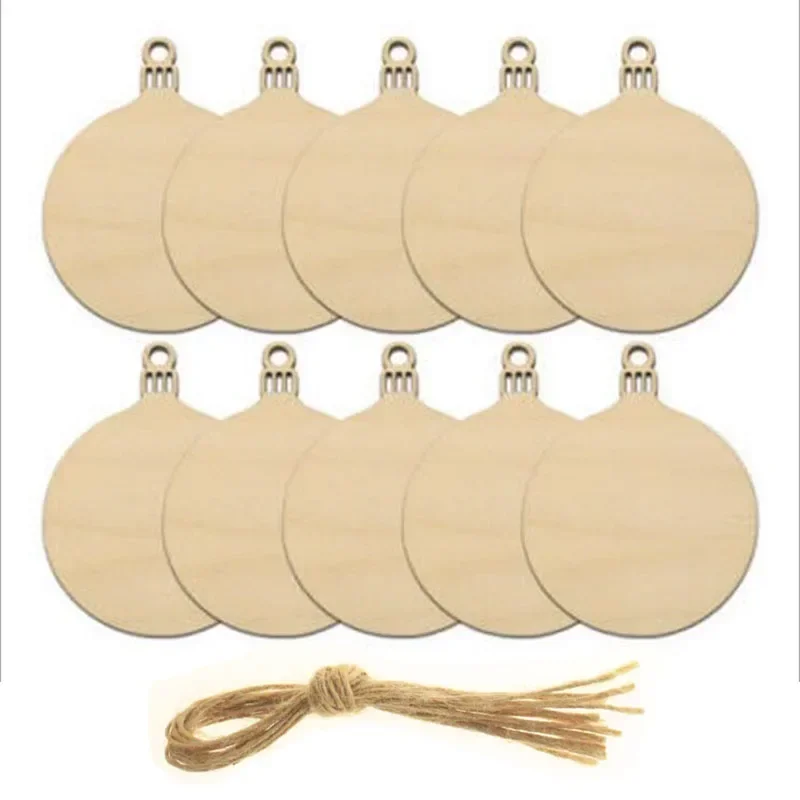 10 قطعة كرات عيد الميلاد الخشبية ذاتية الصنع الحرفية الديكور الحلي المستديرة العلامات حلي معلقة للمنزل عيد الميلاد السنة الجديدة نافيداد ديكور #5