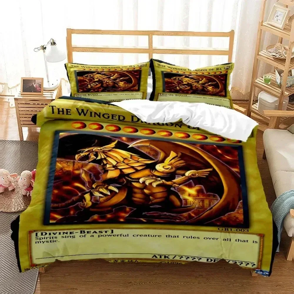 3D Print Anime Yu-Gi-Oh Game Card Comfortable Duvet Quilt Cover Pillowcase Bedding Set Children Bedroom Decoration Home Textile