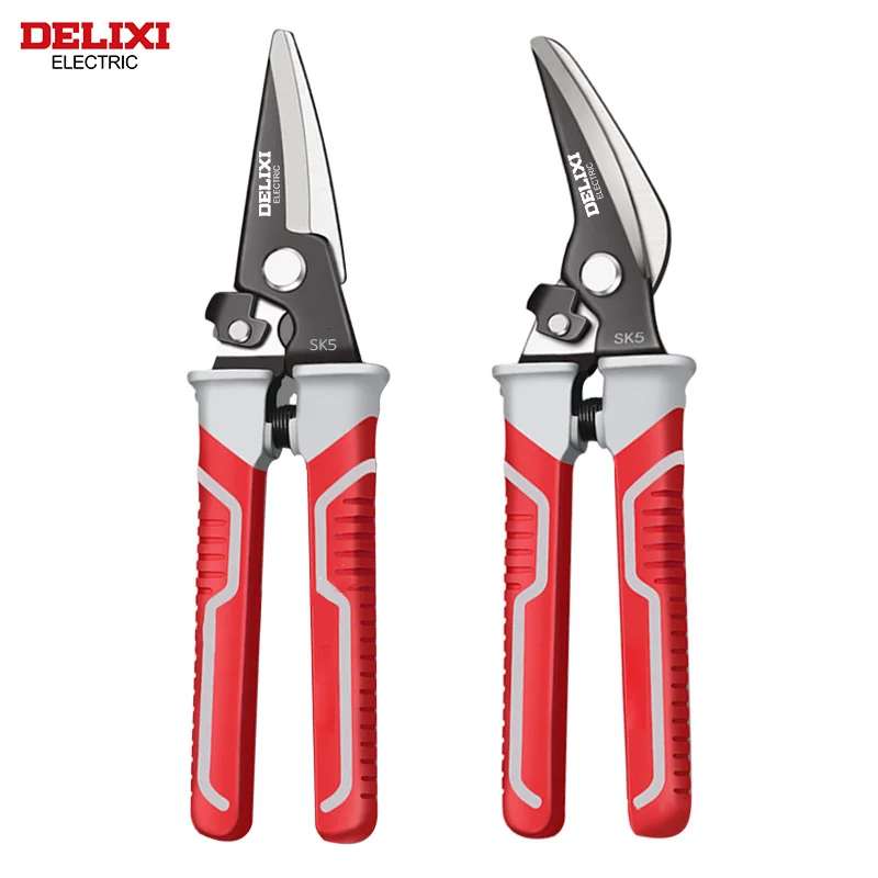 DELIXI ELECTRIC Iron Sheet Scissors，Multifunctional SK5 Steel Industrial Shears Hard and Wear-resistant Iron Cutter Hand Tools