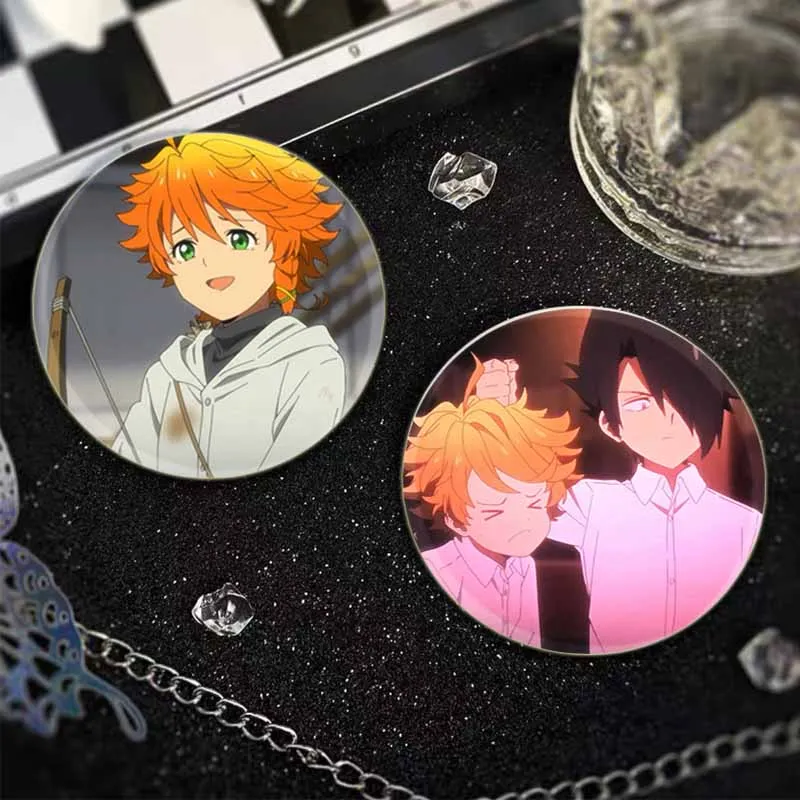 58mm The Promised Neverland Enamel Pin Cute Anime Brooches Emma Norman Ray Cartoon Badge Backpack Hat Jewelry Accessories Gift