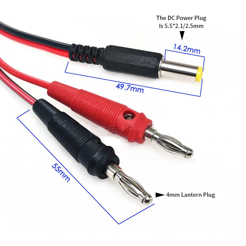 DC5.5 X 2.1/2.5MM Male to 4MM Banana Connector Cable DC5521 Power Adapter Connection Wire DC5525 to Gun-type Lantern Head Line
