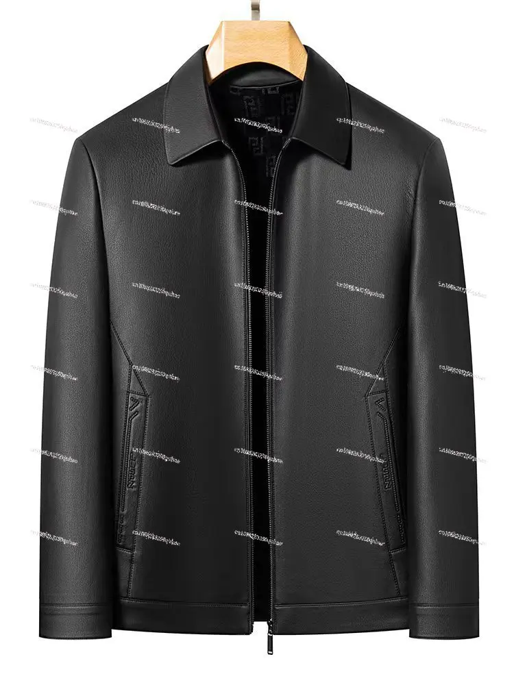 

Кожаная кожаная куртка Мужская кожаная куртка Деловая повседневная модная куртка из овчины с лацканами Топ