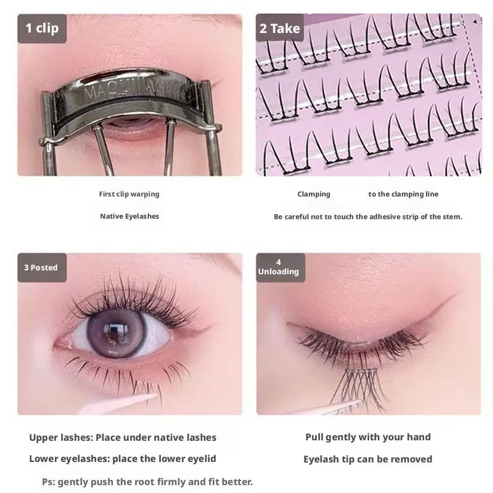 Glue-Free False Eyelashes Idol Series Kpop Style Natural Look Lashes Lightweight Curly Wispy & Fluffy Eye-Enlarging Makeup tool
