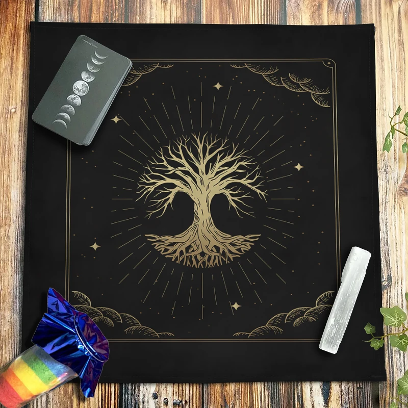 Tree Of Life Tarot Tablecloth Velvet Altar Cloth Pagan Spiritual Pendulum Oracle Cards Pad Witchcraft Astrology Supplies 3 Size