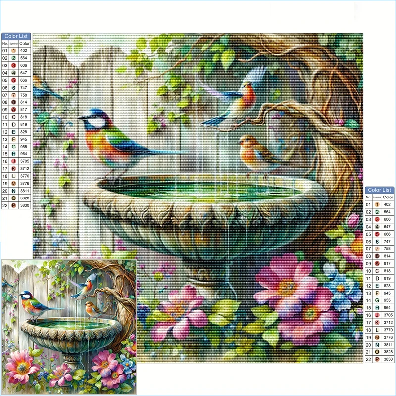 

Diamond Painting 2025 New Collection Water Fountain Landscape Diamond Art Full Crystal Bards In Garden Hobbies Stitch Products