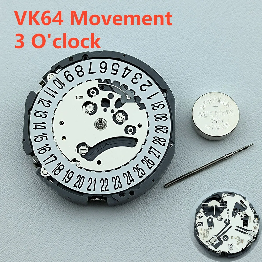 Watch Movement VK63A Quartz Watch Movement Date At 3 O'clock Chronograph For VK SERIES VK63A VK63 Watch Single Calendar