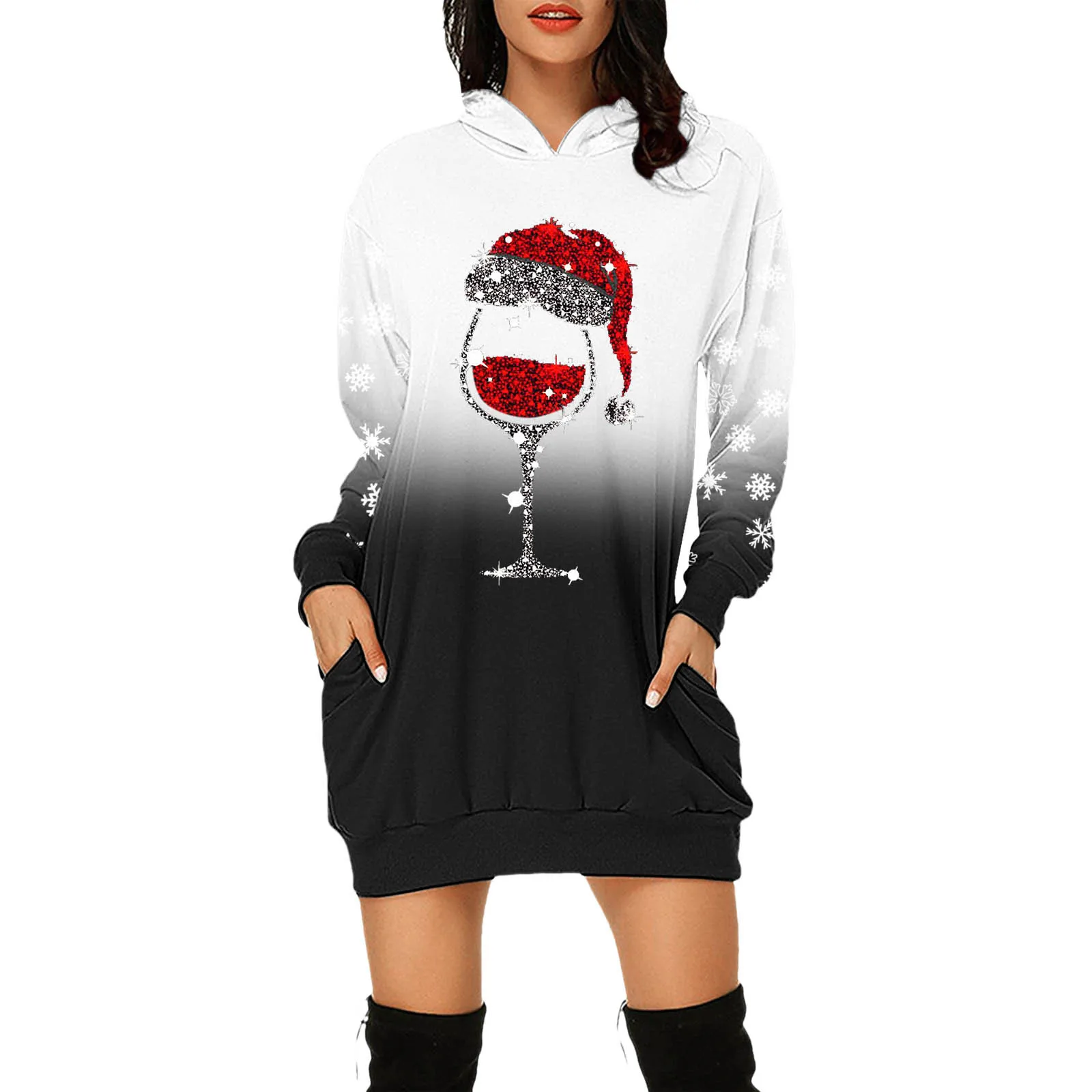 

Dress Women Christmas Print Long Sleeve Shirts Plus Size Winter Oversized Sweatshirt Woman Clothing Sudaderas Pull Femme