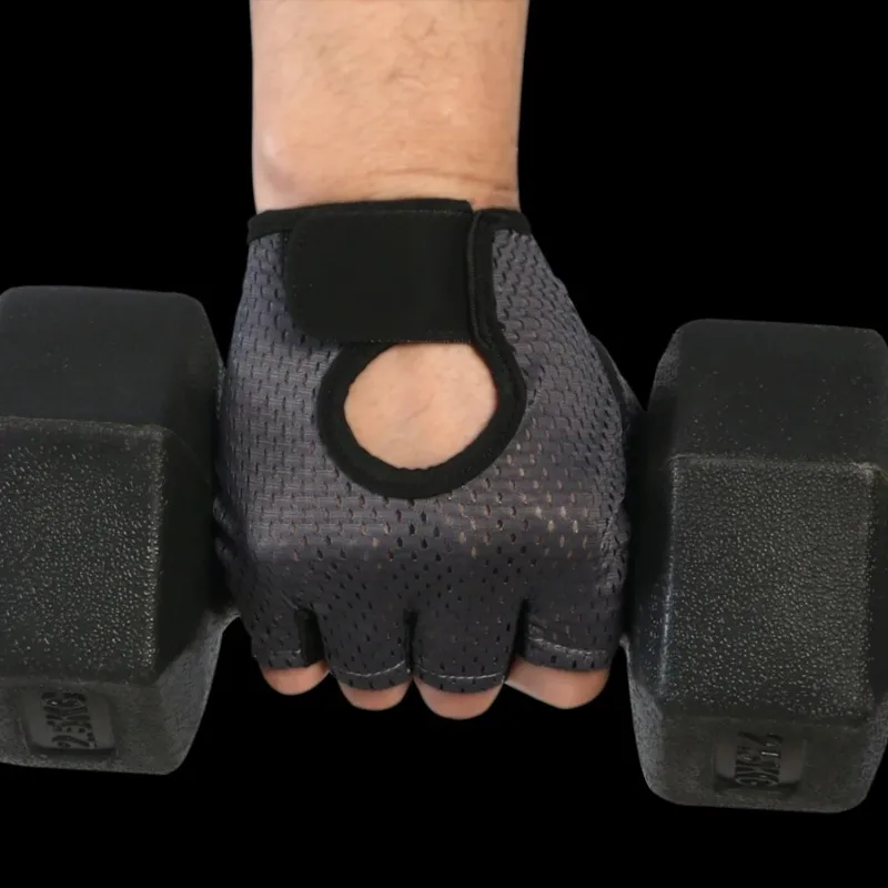 Zomer Halve Vinger Handschoenen Ijs Zijde Ademende Gym Fitness Vrouwen Mannen Anti-Slip Pad Fietsen Vingerloze Fiets Mesh Stoffen Handschoenen