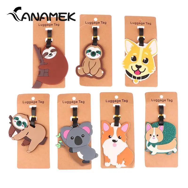 1PCS Creative Sloth Plane Boarding Pass Suitcase Silicon Luggage Tag Portable Travel Label Newest Travel Accessories