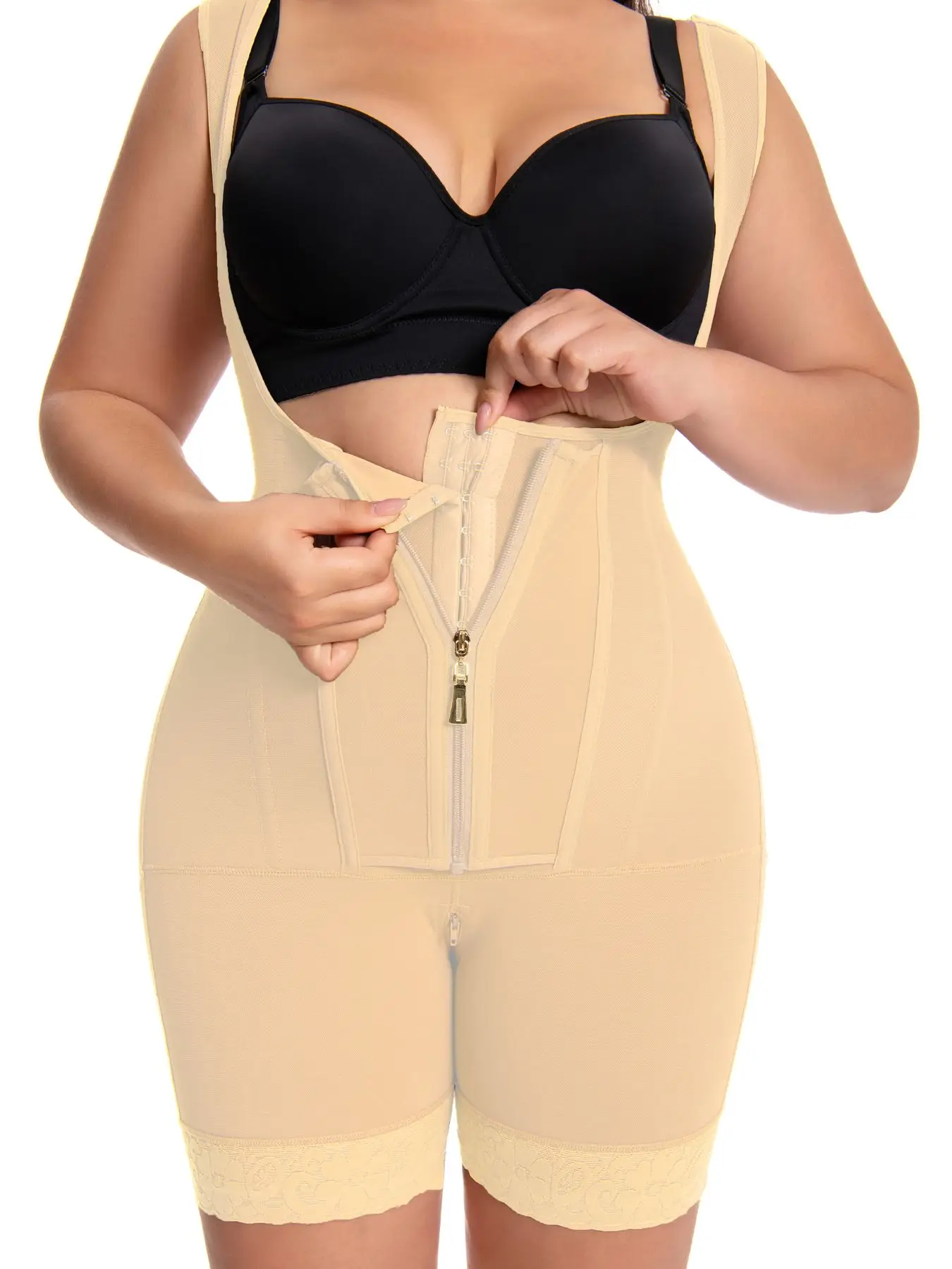 

Женское кружевное боди с высокой талией, корректирующее белье – Fajas Colombianas, формирователь живота, полная молния, утягивающая одежда