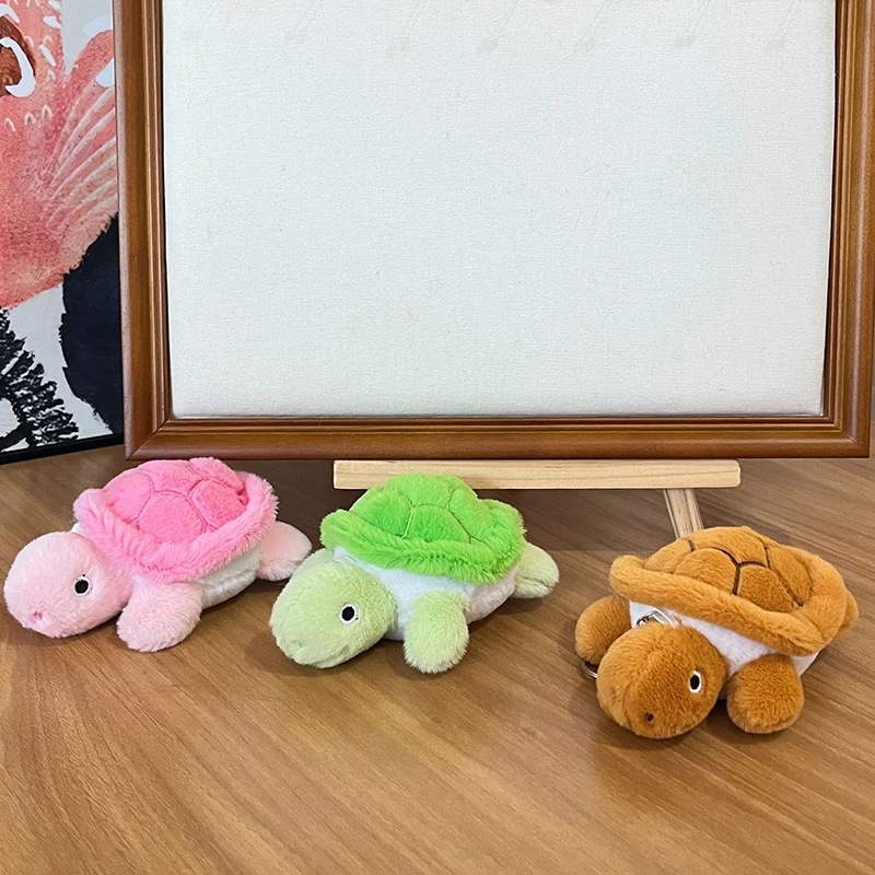 Little Turtle Plush Doll Keychain Toys Soft Cute Cartoon Tortoise Car Keyrings Fill Dolls Bag Pendant Couple Pendant Toys Gifts