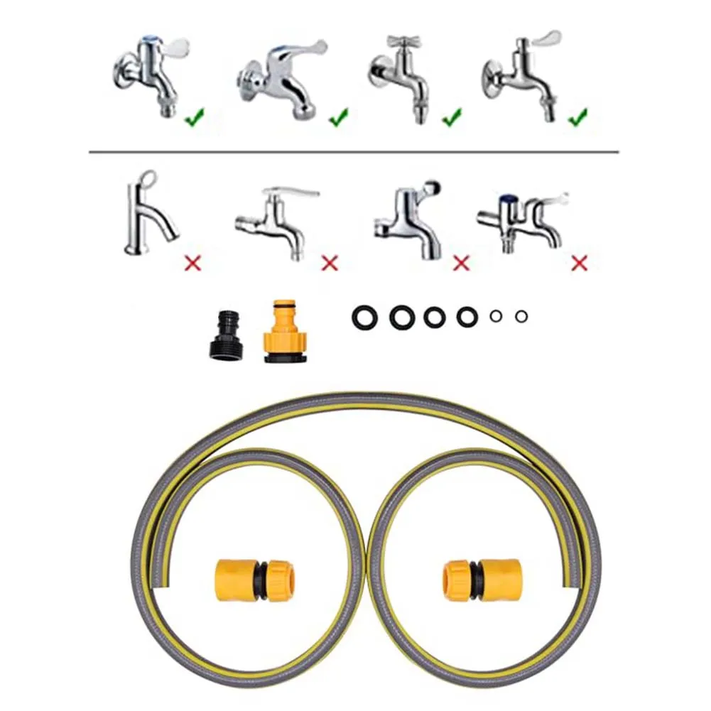 1.5M PVC Hose Connection Set for Outdoor Use with 2 in 1 Tap Connector 3/4 inch Male Adapter and Quick Couplers