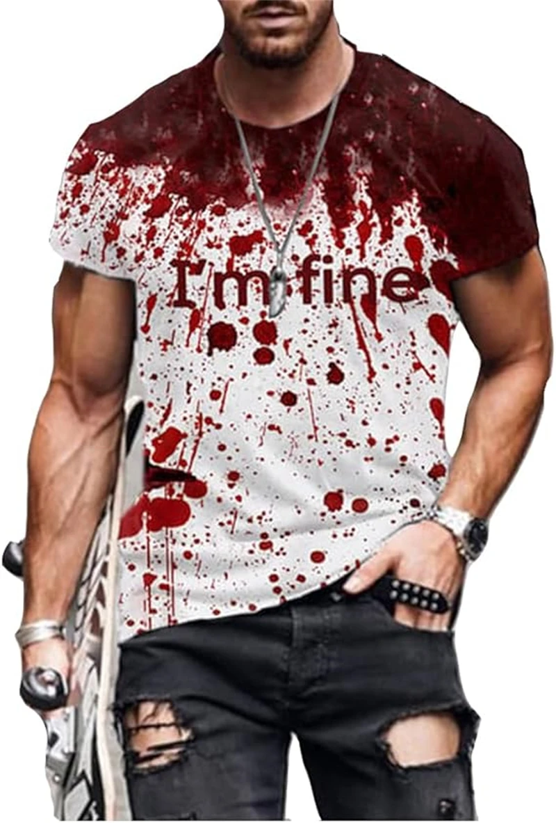 3D Printed Horror Bloody T Shirt 2025 Mens Casual Fashion Street Short Sleeve TShirt Mens Designer Clothes Woman O-neck Tee Tops image 5