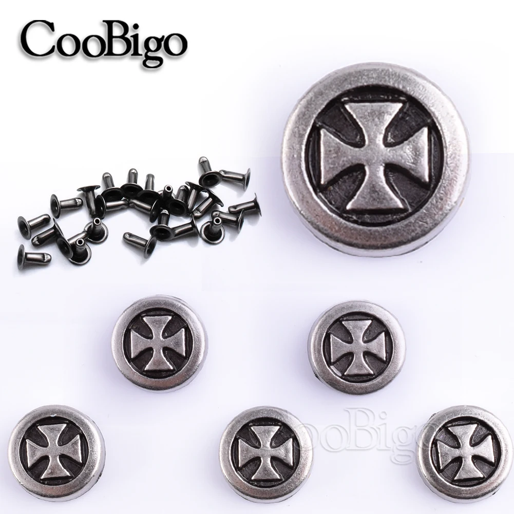 Vintage Decorative Metal Button Rivet Fasteners for Leather Bags Clothes Jean Pants Needlework Sewing Accessories Concho Cross