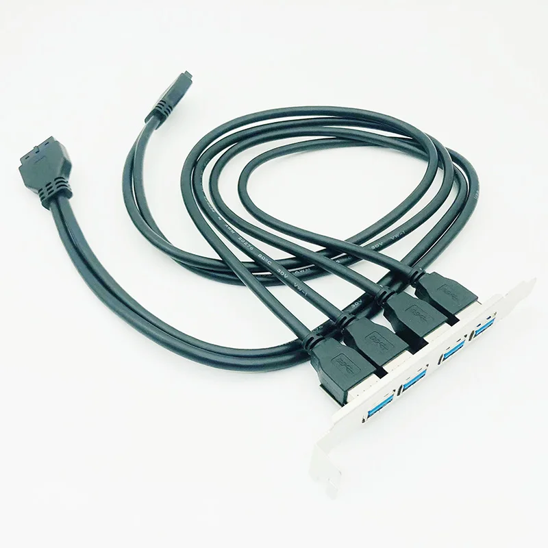 Główna płyta główna USB 3.0 20 Pin do 4 Port USB3.0 przegrody Adapter 60cm kabel USB 3. W wieku 0 Panel tylny wspornik rozszerzający dla komputer stancjonarny czarny — zdjęcie produktu 6