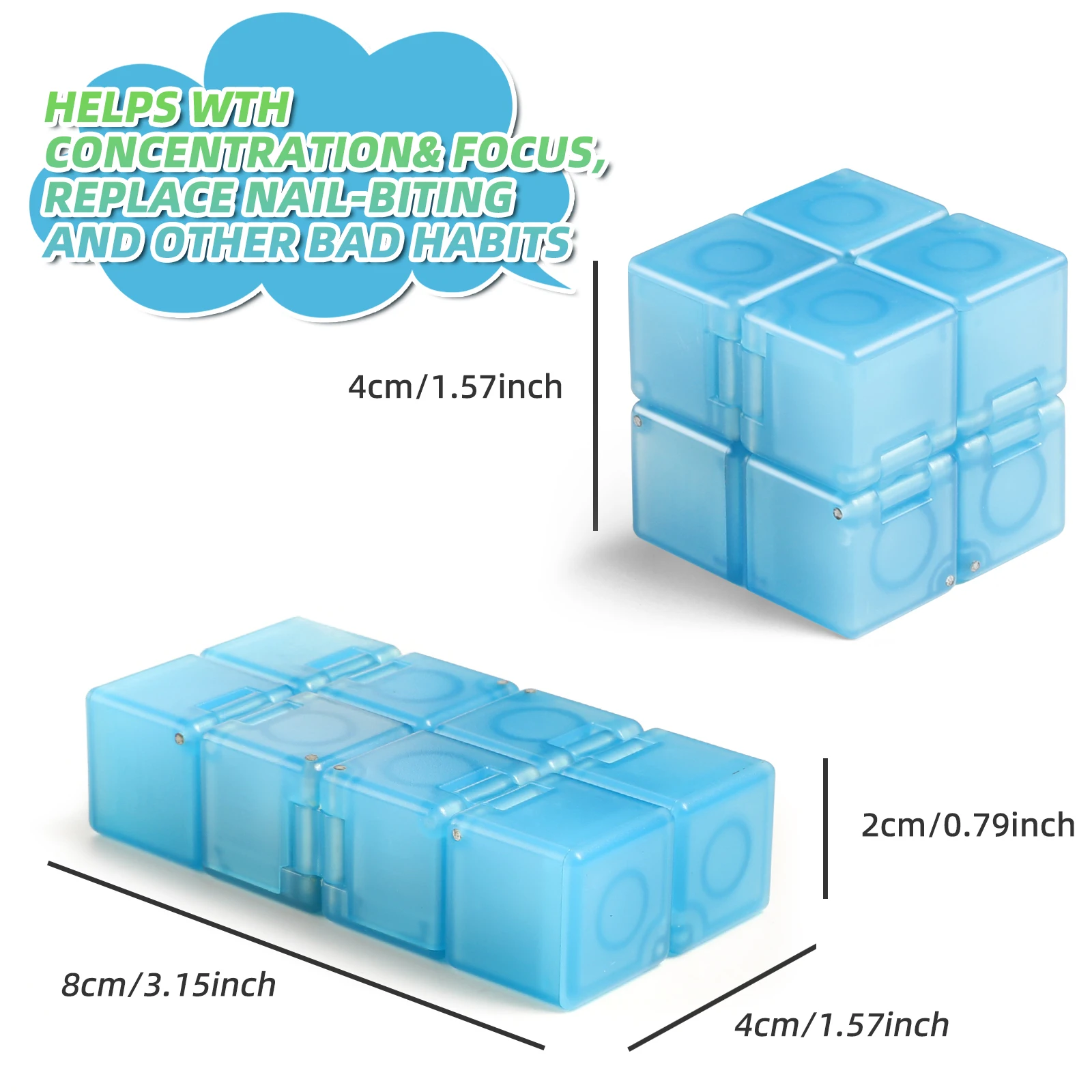 لعبة فيدجيت الحسية إنفينيتي كيوب، لعبة تململ للأطفال والكبار، لعبة صغيرة رائعة لتخفيف التوتر والقلق ووقت القتل