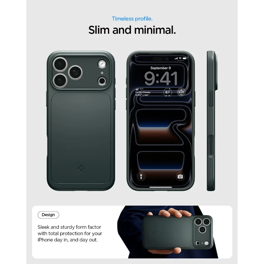 جراب iPhone 17 Pro Max ذو مقاس رفيع مع تحكم في الكاميرا مغطى بـ TPU وتوافق MagSafe - لون أخضر داكن #4