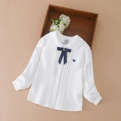 Girls School Shirt Spring Autumn School Uniform Children Long-Sleeves Kids Blouses Girls White Top Clothes