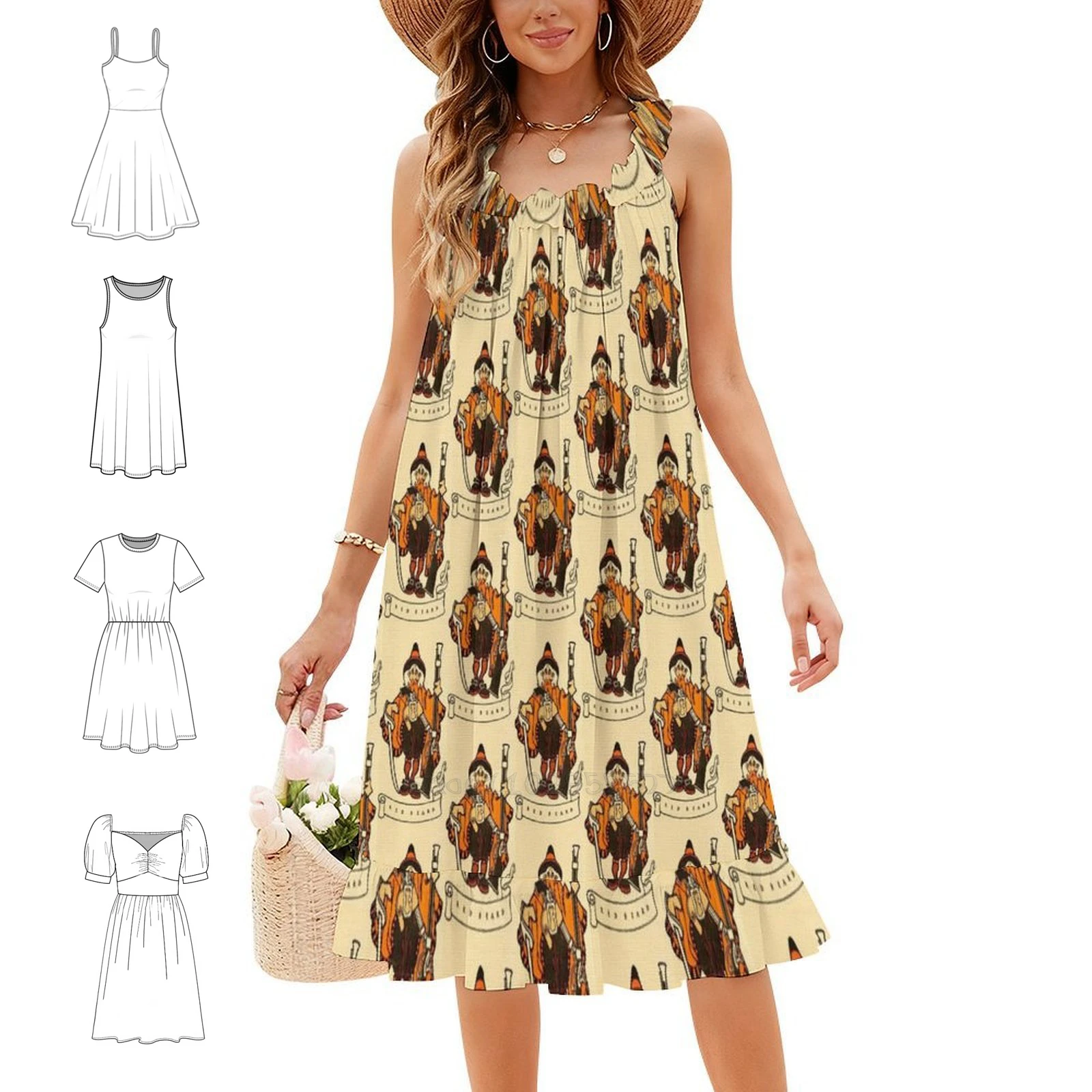 Vintage Drawing Of Redbeard Korean Style Casual Dress For Women Simple Daily Office Lady Dresses Pirate Buccaneer Caribbean