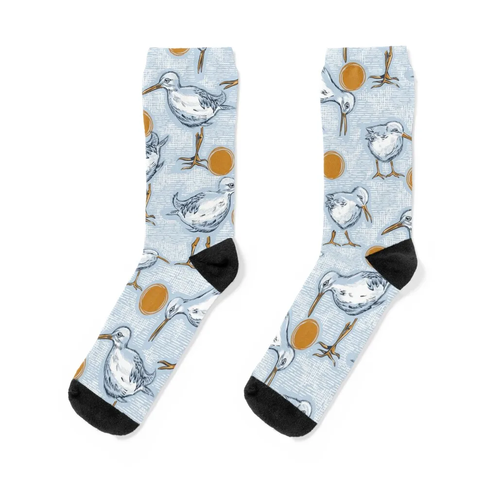 

Sunny Sandpipers Pattern Pale Blue Socks floor Run Boy Socks Women's