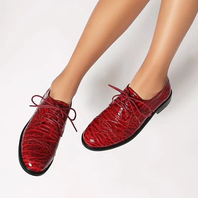 REAVE CAT الأخضر لامعة الإناث مضخات جولة تو الشقق كعب الدانتيل يصل تمديد حجم 41 42 43 الترفيه اليومي اليدوية الأحذية للنساء #3