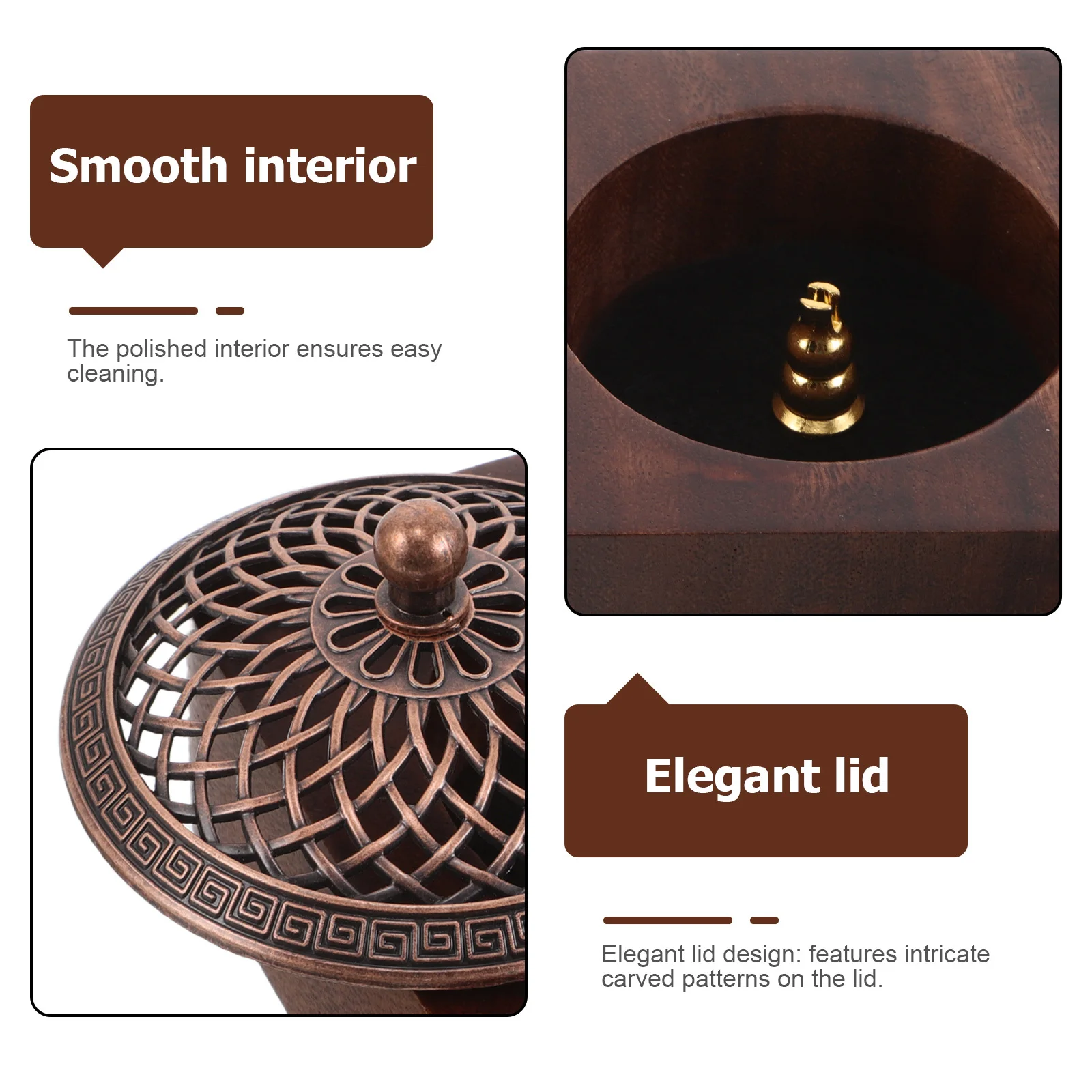 1 Set Wooden Incense Burner Carved Censer Bowl For Aromatherapy Smudging Home Decor Vintage Bakhoor Holder Retro Cone Burner